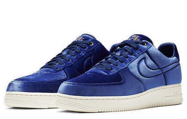 Nike Air Force 1 Low '07 Premium 'Blue Velour' Blue Void/Blue Void-Sail-Metallic Gold AT4144-400 KICKSOVER