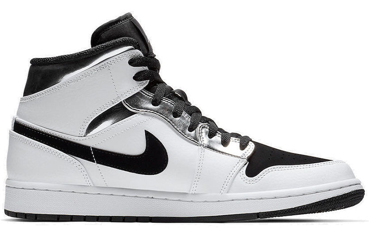 Air Jordan 1 Mid White Black Silver 554724-121