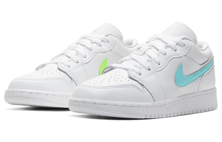 Air Jordan 1 Low'White Neon' GS White/Multi-Color/Light Aqua CW7035-100