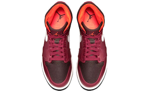 Air Jordan 1 Mid 'Team Red' Team Red/Electric Orange-Deep Burgundy 554724-604