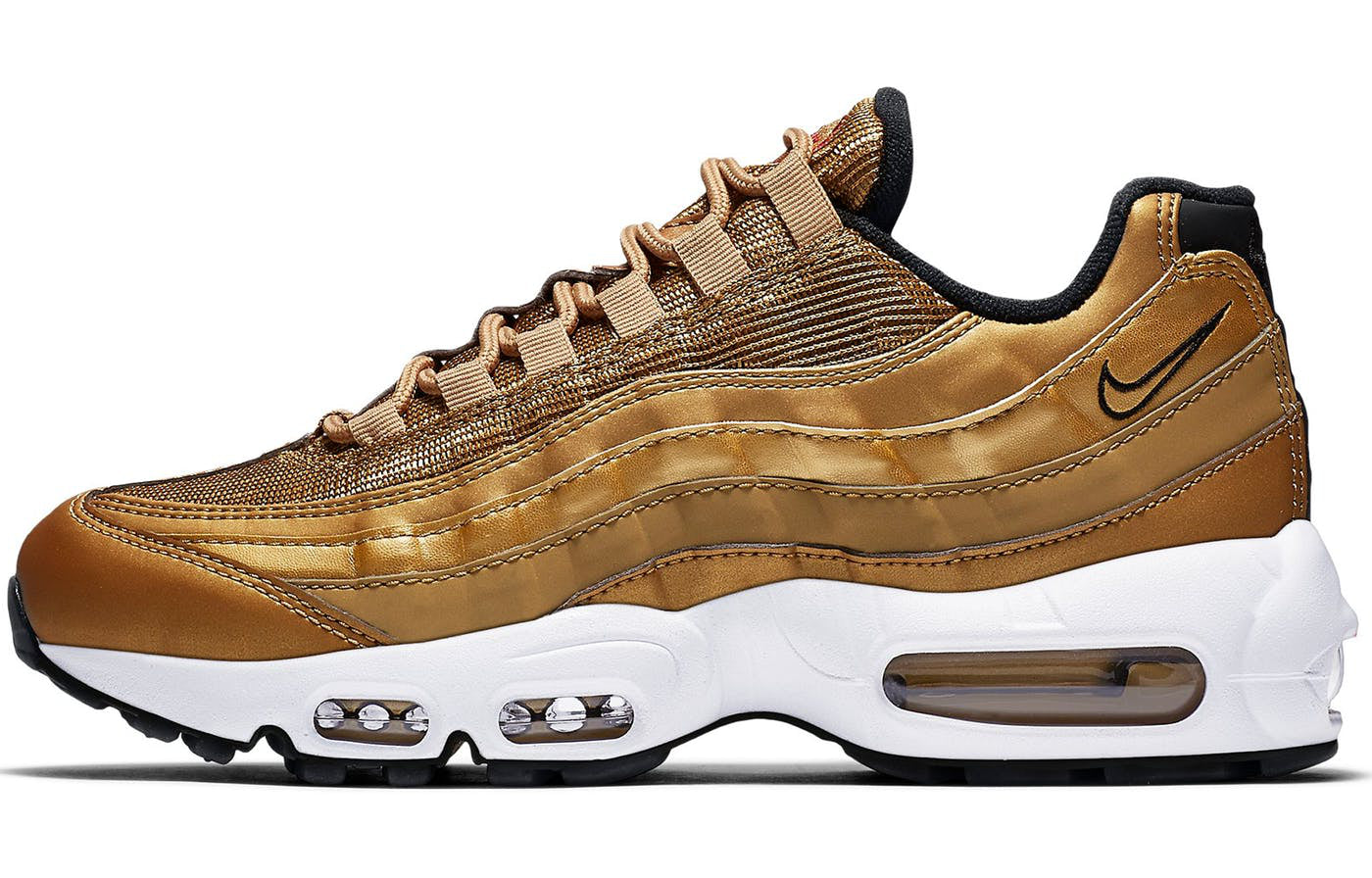 Nike Womens Air Max 95 QS 'Metallic Gold' Metallic Gold/Varsity Red-White-Black 814914-700 sneakmarks