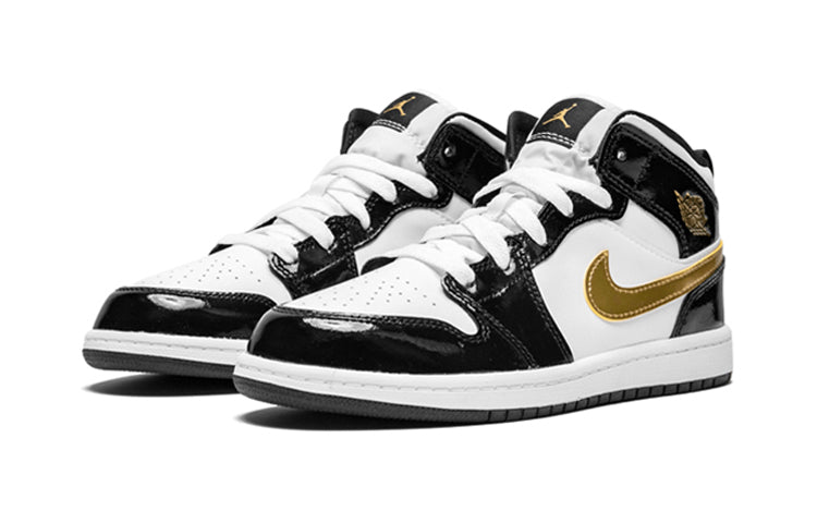 Air Jordan 1 Mid Patent PS 'Black Gold' Black/Metallic Gold-White BQ6932-007