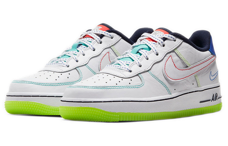 Nike Air Force 1 Low'Outside the Lines' BG White/White/Racer Blue/Aurora Green CV2421-100 KICKSOVER