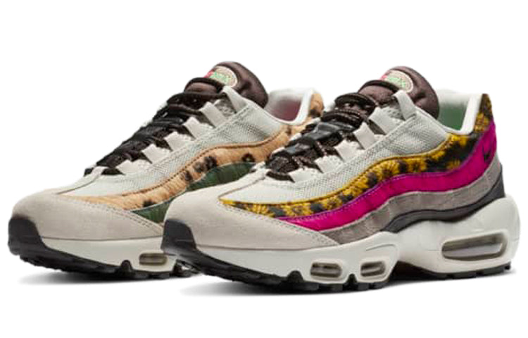 Nike Womens Air Max 95 Premium 'Animal Floral Prints' Light Bone/White/Velvet Brown/Olive Grey/Pink Blast/Poison Green CZ8102-001 sneakmarks