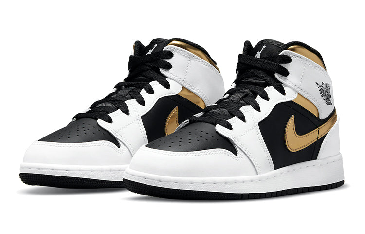 Air Jordan 1 Mid (GS) White Gold Black (GS) 554725-190