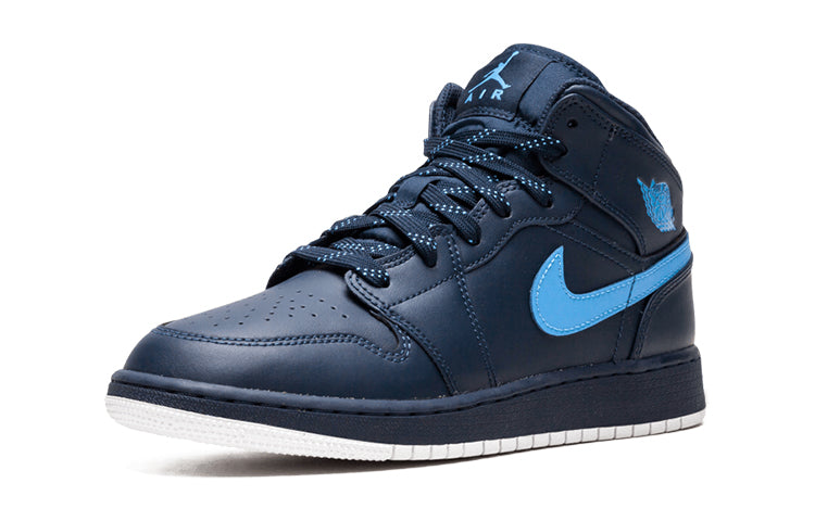 Air Jordan 1 Mid BG OBSIDIAN/UNIVERSITY BLUE-White 554725-415