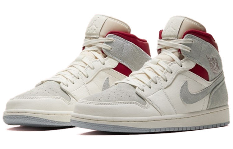 Nike nstuff x Air Jordan 1 Mid Past, Present, Future Sail/Wolf Grey/Gym Red/White CT3443-100