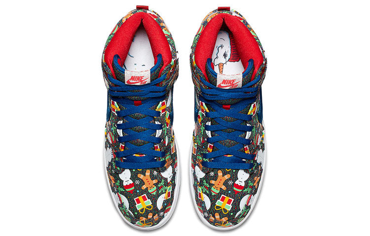Nike SB Skateboard Dunk High TRD QS Ugly Sweater Christmas 2017 881758-446