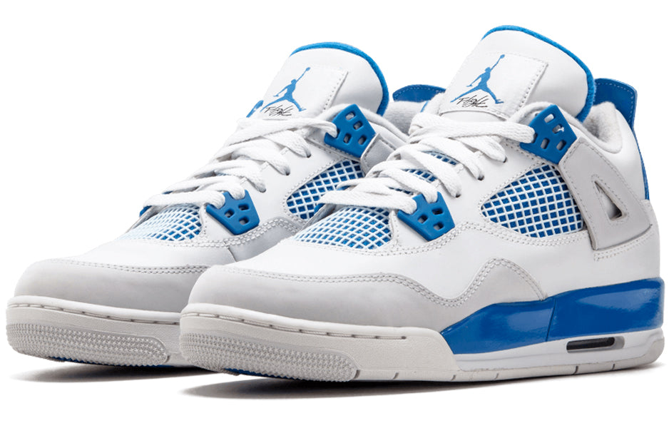 Air Jordan 4 Retro GS White Military Blue Grey 408452-105