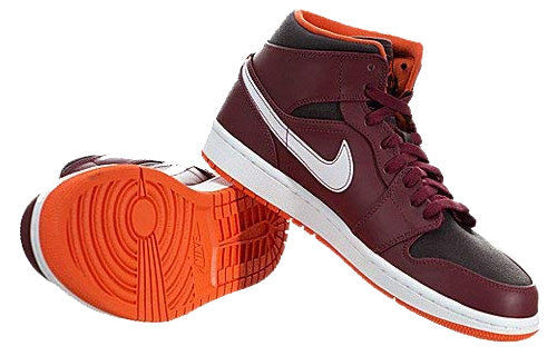 Air Jordan 1 Mid 'Team Red' Team Red/Electric Orange-Deep Burgundy 554724-604