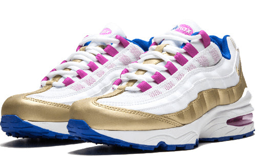 Nike Air Max 95 LE'Peanut Butter & Jelly' GS White/Matellic Gold-Racer Blue 310830-120 sneakmarks