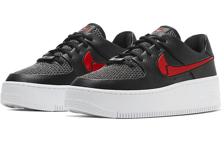 Nike Womens Air Force 1 Low Sage 'Valentine's Day' Black/Metallic Silver/University Red CU4759-001 KICKSOVER