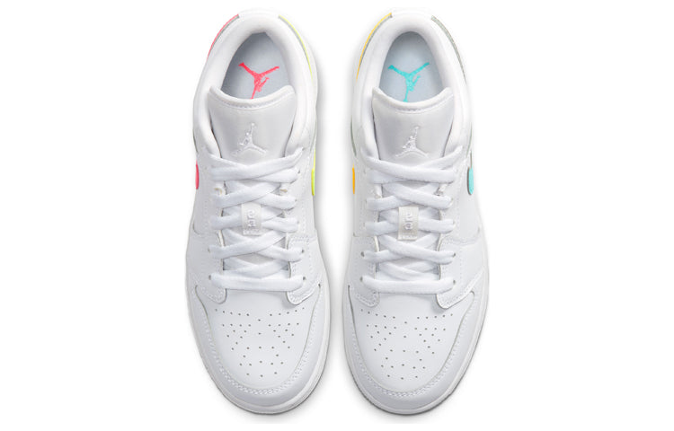 Air Jordan 1 Low'White Neon' GS White/Multi-Color/Light Aqua CW7035-100