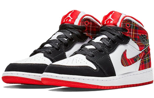 Air Jordan 1 Mid GS White Black Red 554725-607