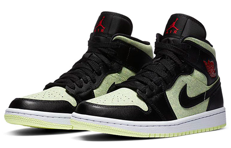 Womens WMNS Air Jordan 1 Mid SE 'Black Barely Volt' Black/Chile Red/Barely Volt CV5276-003