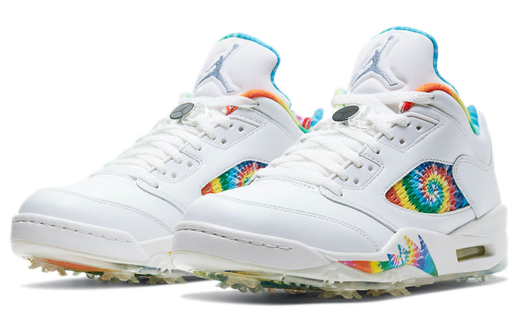 Air Jordan 5 Low Golf 'Peace, Love, and Golf' Summit White/Deep Royal/Indigo Fog/Lemon Venom CW4205-100