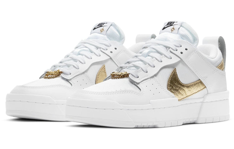 Nike Womens WMNS Dunk Low Disrupt 'White Metallic Gold' White/White/Metallic Gold DD9676-100