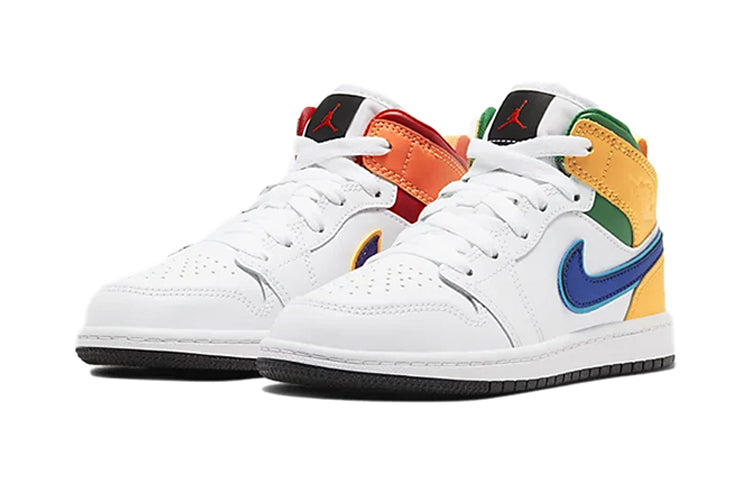 Air Jordan 1 Mid PS 'White Court Purple Teal' White/Total Orange/University Red/Court Purple 640734-128