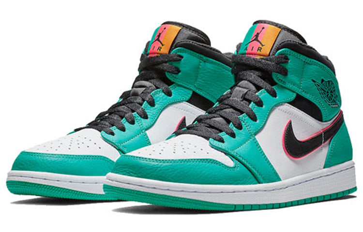 Air Jordan 1 Mid SE 'South Beach' Turbo Green/Black-Hyper Pink-Orange Peel 852542-306