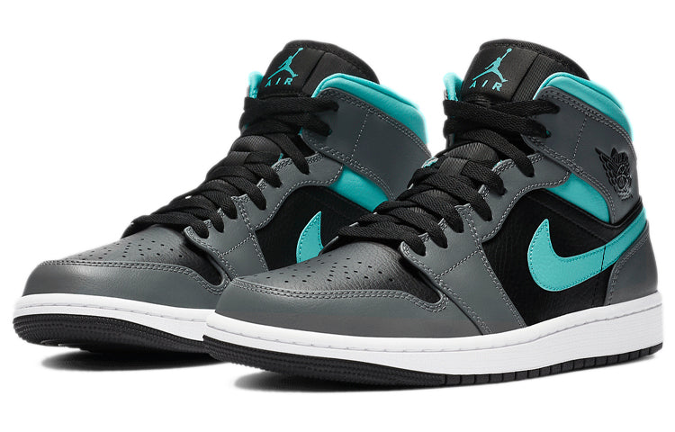 Air Jordan 1 Mid 'Grey Aqua' Black/Light Aqua/Dark Smoke Grey 554724-063