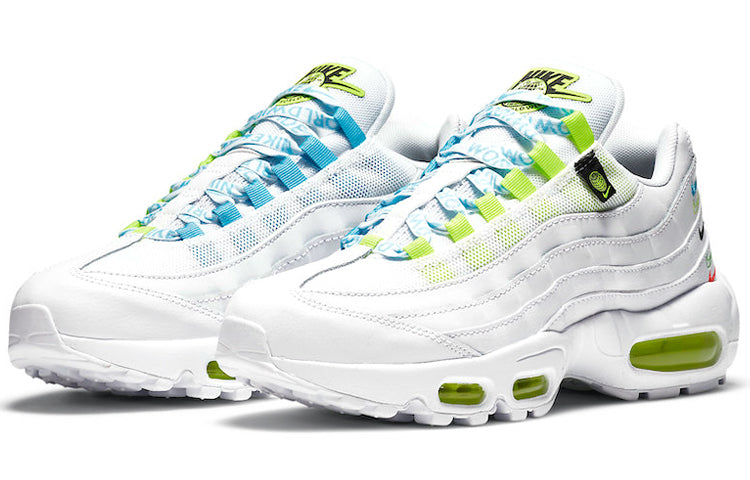 Womens Air Max 95 SE 'Worldwide Pack' White/White/Volt/Blue Fury CV9030-100 sneakmarks