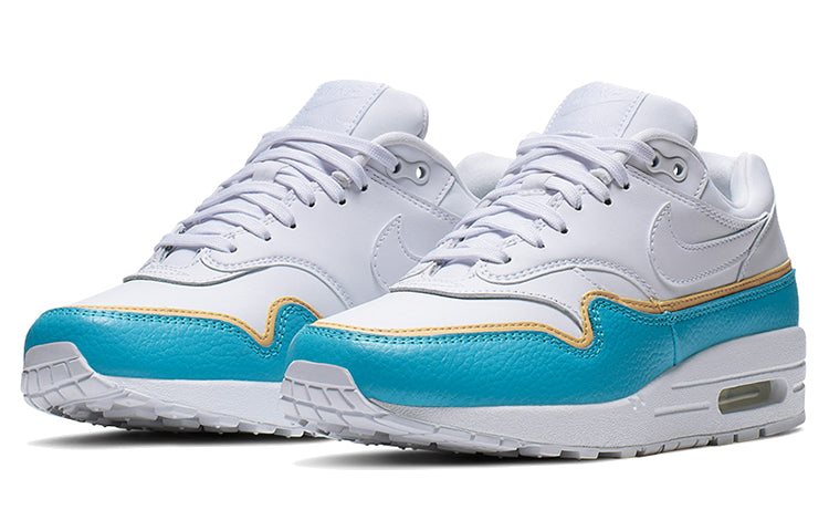 Nike Womens Air Max 1 'Double Layer - Blue' White/White/Light Blue Fury/Topaz Gold 881101-103 KICKSOVER