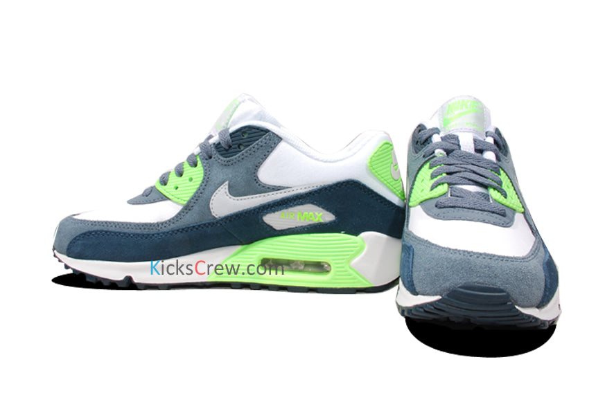 Nike Air Max 90 GS White Armry Navy Neon 307793-151
