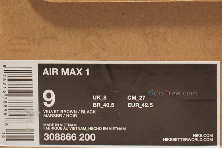 Nike Air Max 1 Velvet Brown 308866-200