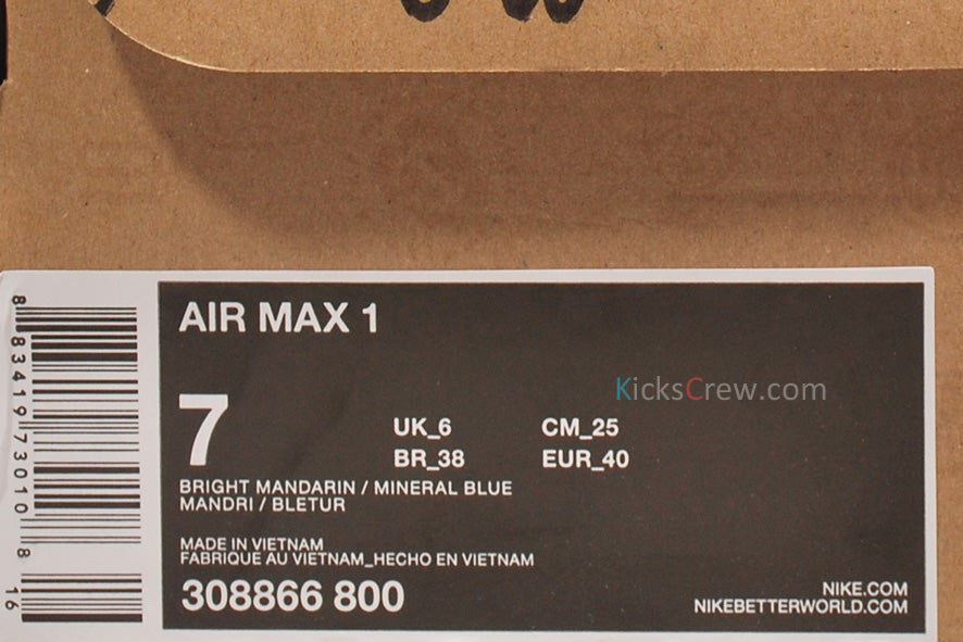 Nike Air Max 1 Bright Mandarin 308866-800