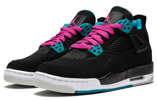 Nike Girls Air Jordan 4 Retro Black Dynamic Blue Pink 487724-019