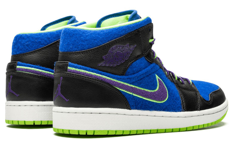 Air Jordan 1 Mid Black Game Royal Lime 633206-040