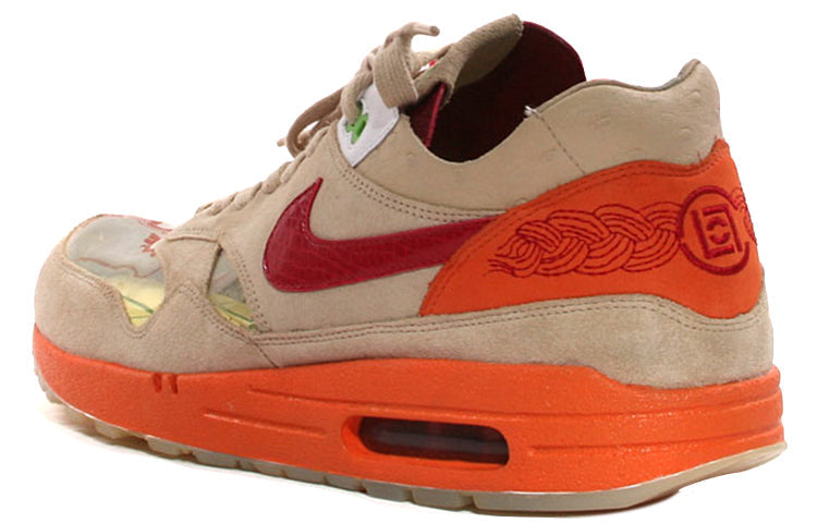 Nike CLOT x Air Max 1 Premium 'Kiss of Death' Net/Deep Red/Orange Blaze 313227-161 KICKSOVER