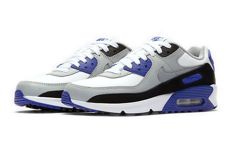 Nike Air Max 90 LTR Leather GS White Grey Blue CD6864-103 KICKSOVER