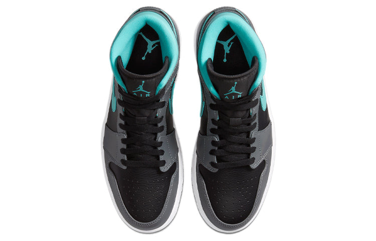 Air Jordan 1 Mid 'Grey Aqua' Black/Light Aqua/Dark Smoke Grey 554724-063