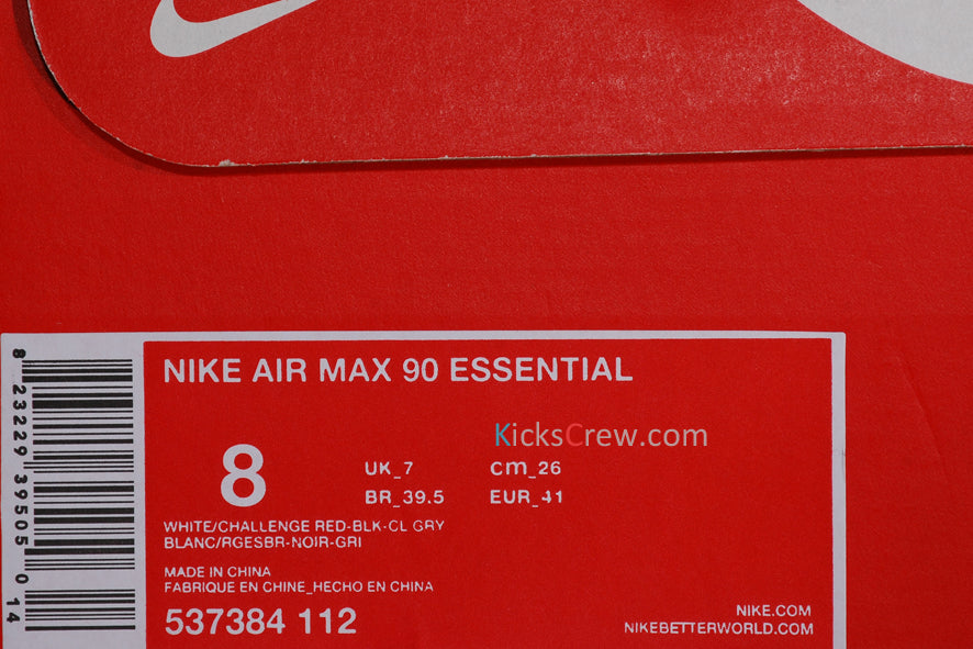 Nike Air Max 90 Essential White Challenge Red Black 537384-112