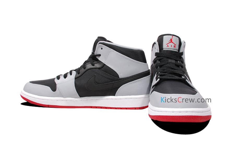 Air Jordan 1 Mid Black Wolf Grey Red 554724-012