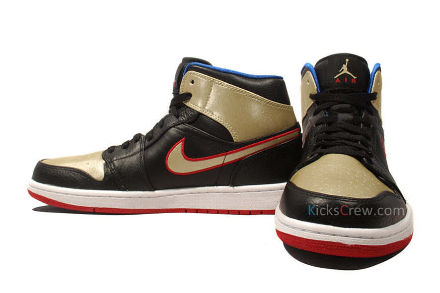 Air Jordan 1 Mid Black Red Metallic Gold 554724-013
