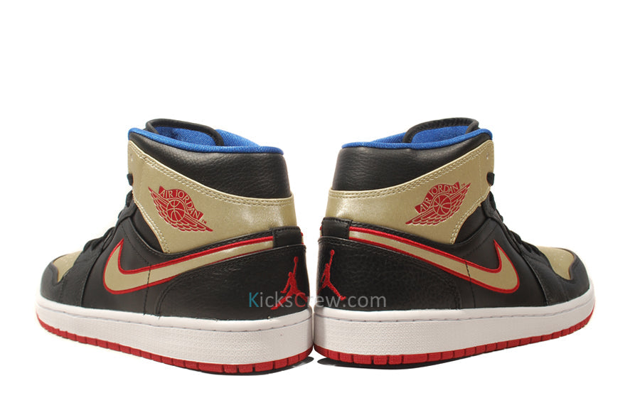 Air Jordan 1 Mid Black Red Metallic Gold 554724-013