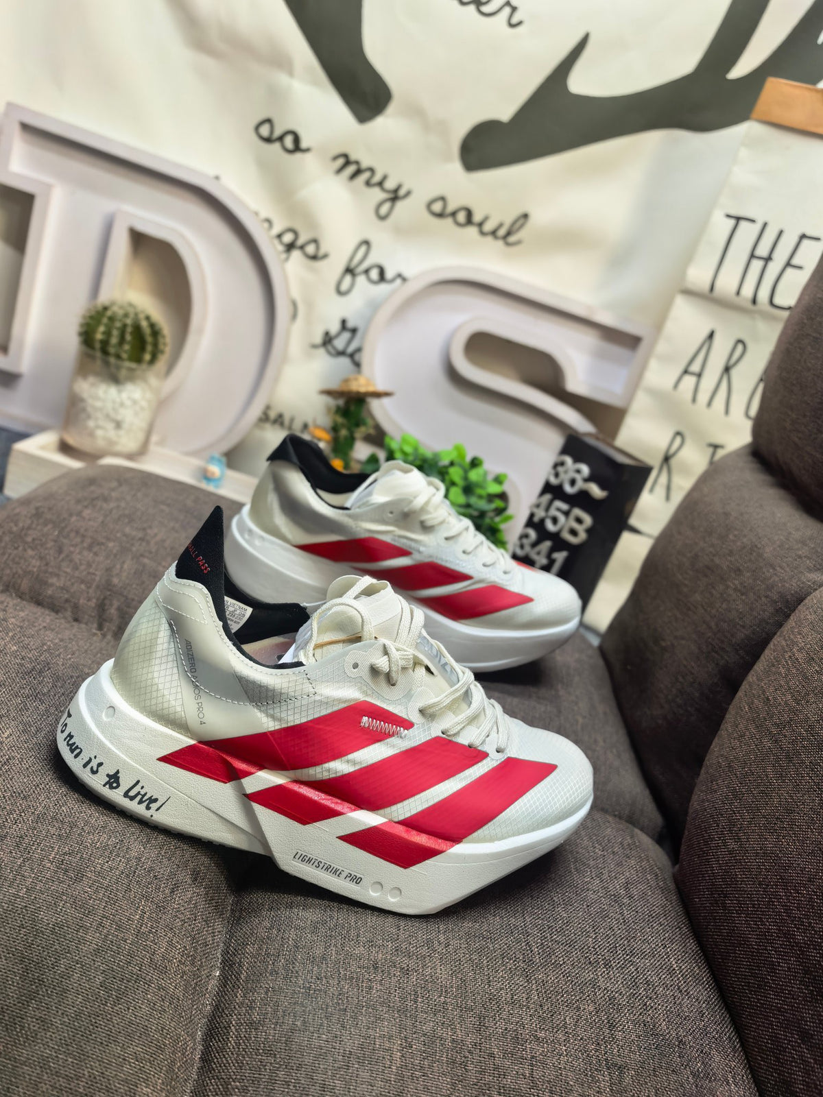Adidas Adizero Adios Pro 4 Off White Better Scarlet  DS-341D