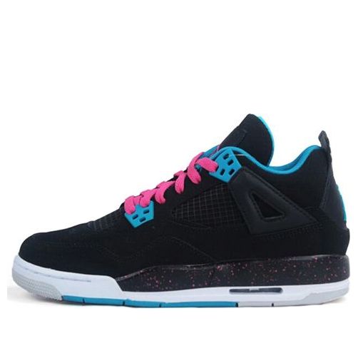 Nike Girls Air Jordan 4 Retro Black Dynamic Blue Pink 487724-019