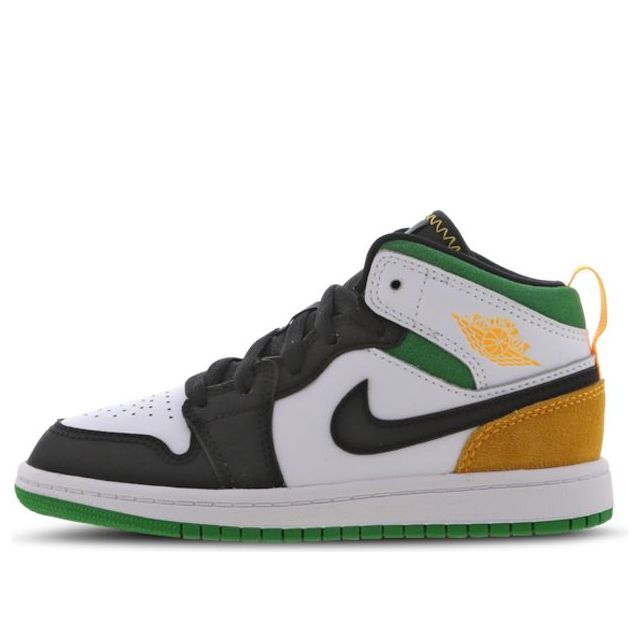 Air Jordan 1 Mid SE PS 'Oakland' White/Laser Orange/Black/Lucky Green BQ6932-101