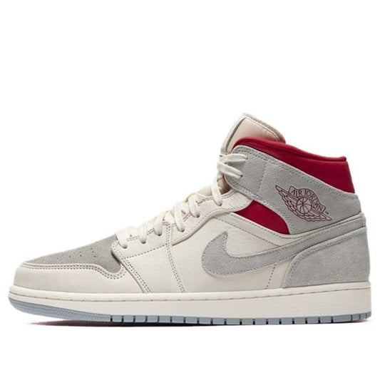 Nike nstuff x Air Jordan 1 Mid Past, Present, Future Sail/Wolf Grey/Gym Red/White CT3443-100