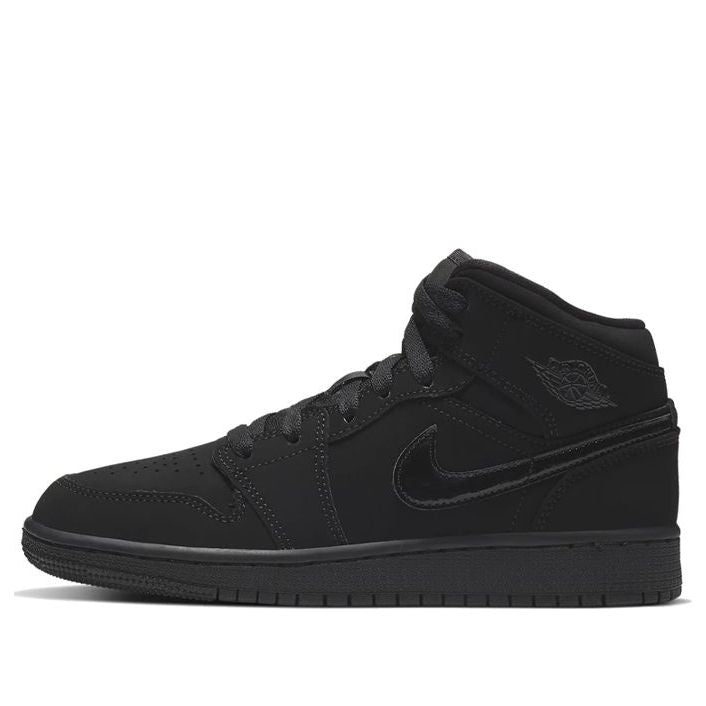 Air Jordan 1 Mid GS 'Triple Black' Black/Black/Black 554725-056