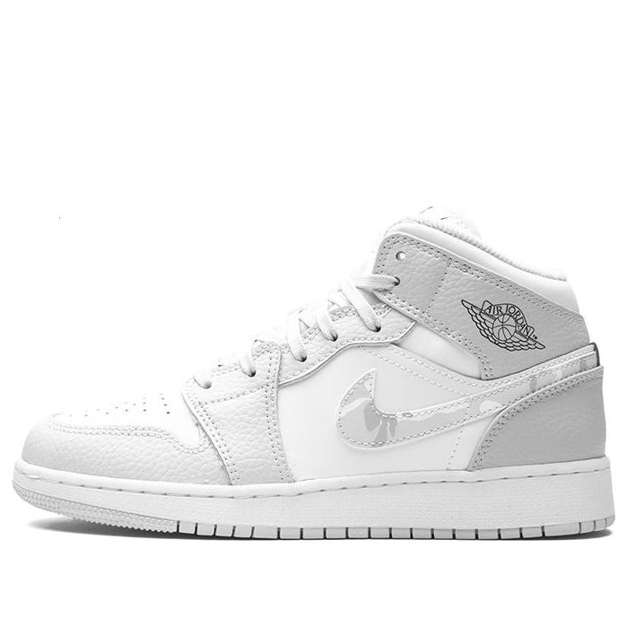 Air Jordan 1 Mid SE GS 'Swoosh Logo - Grey Camo' White/Photon Dust/Grey Fog DD3235-100