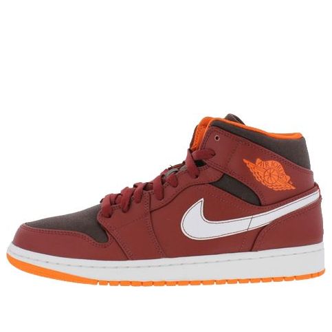 Air Jordan 1 Mid 'Team Red' Team Red/Electric Orange-Deep Burgundy 554724-604