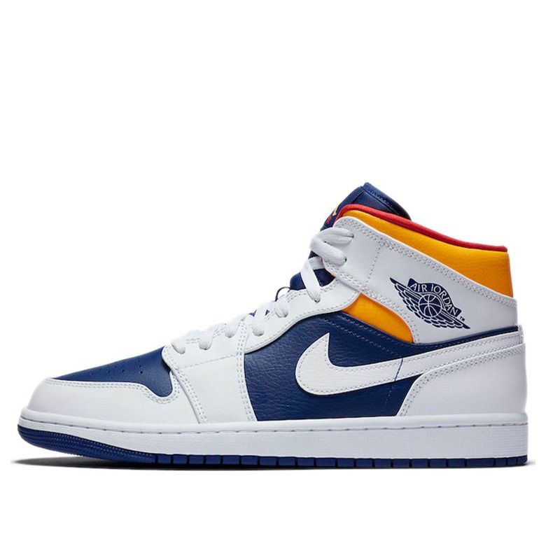 Air Jordan 1 Mid 'White Deep Royal Blue' White/Deep Royal Blue/Track Red/Laser Orange 554724-131