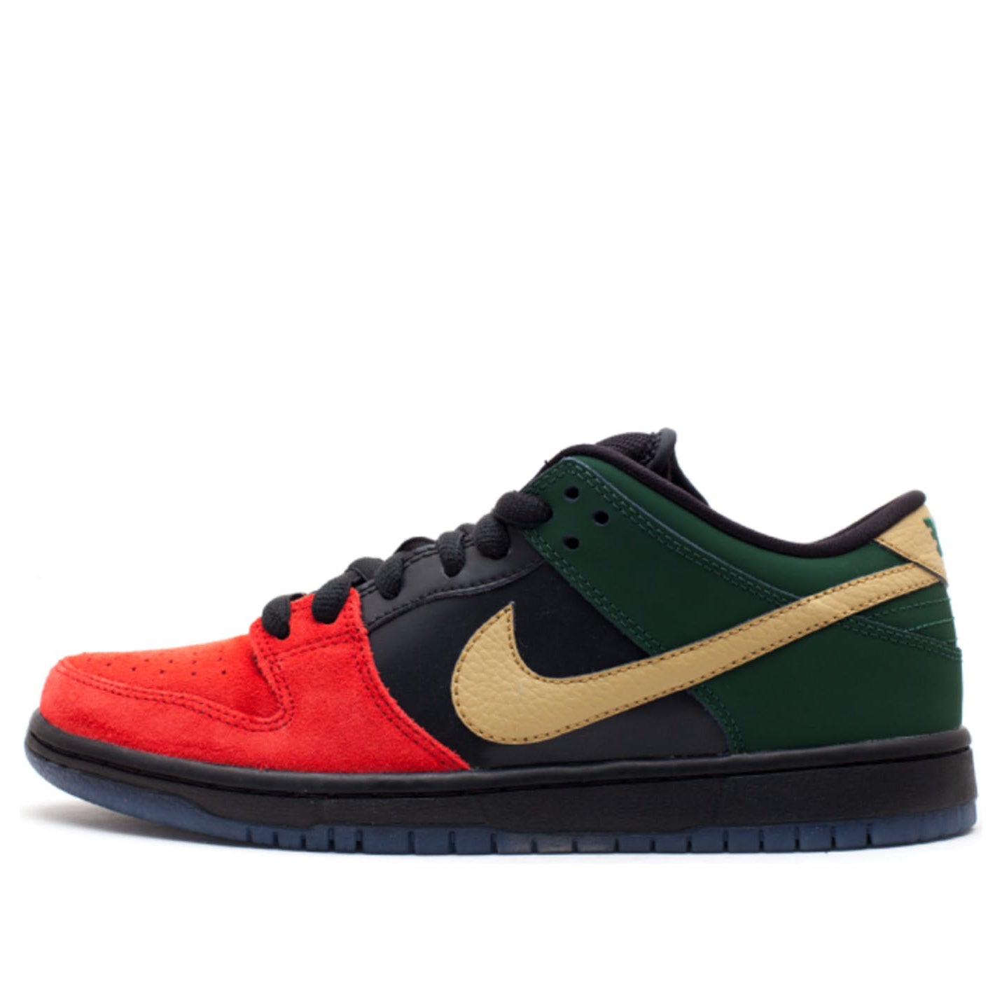 Nike Dunk Low Pro SB Skateboard 'BHM' Unvrsty Red/Mtllc Gld-Grg Grn 304292-673 sneakmarks