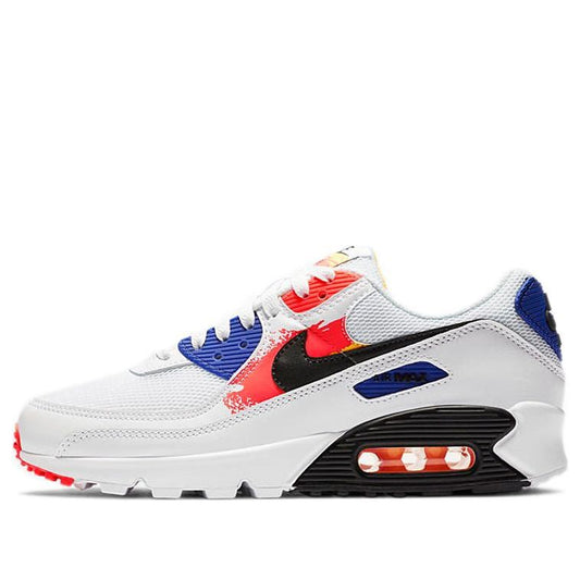 Womens Air Max 90 'Brushstroke' White/Laser Orange/Concord/Black CZ7937-100 KICKSOVER