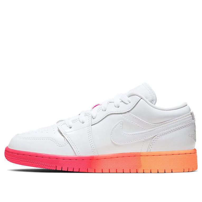 Air Jordan 1 Low'Sunset Sole' GS White/White/Laser Crimson 554723-100