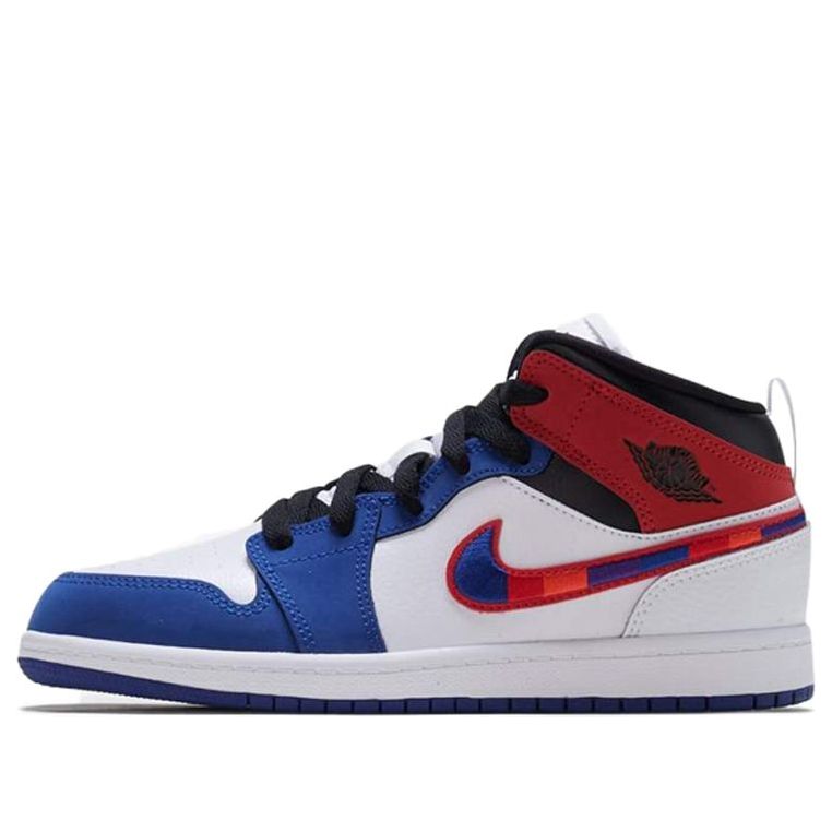 Air Jordan 1 Mid SE PS 'Multicolored Swoosh' White/University Red/Rush Blue BQ6932-146